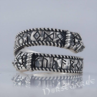 Handcrafted Runic Jormungandr Band - Sterling Silver