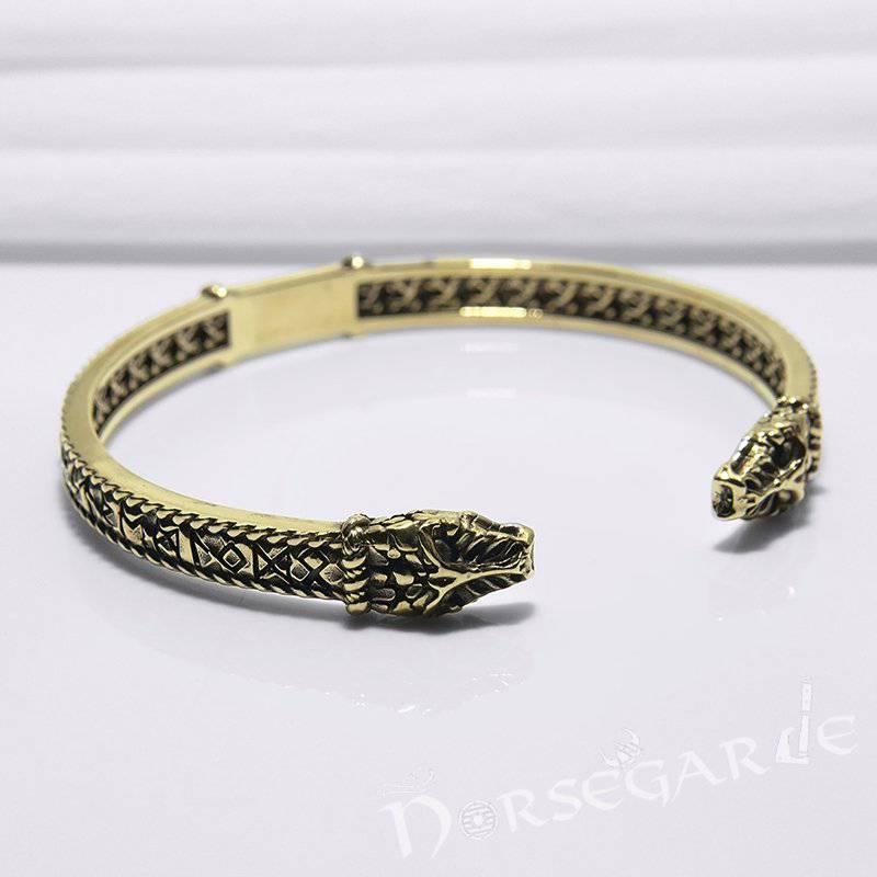 Handcrafted Runic Jormungandr Torc Bracelet - Bronze