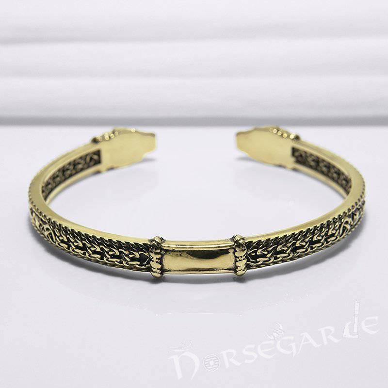 Handcrafted Runic Jormungandr Torc Bracelet - Bronze