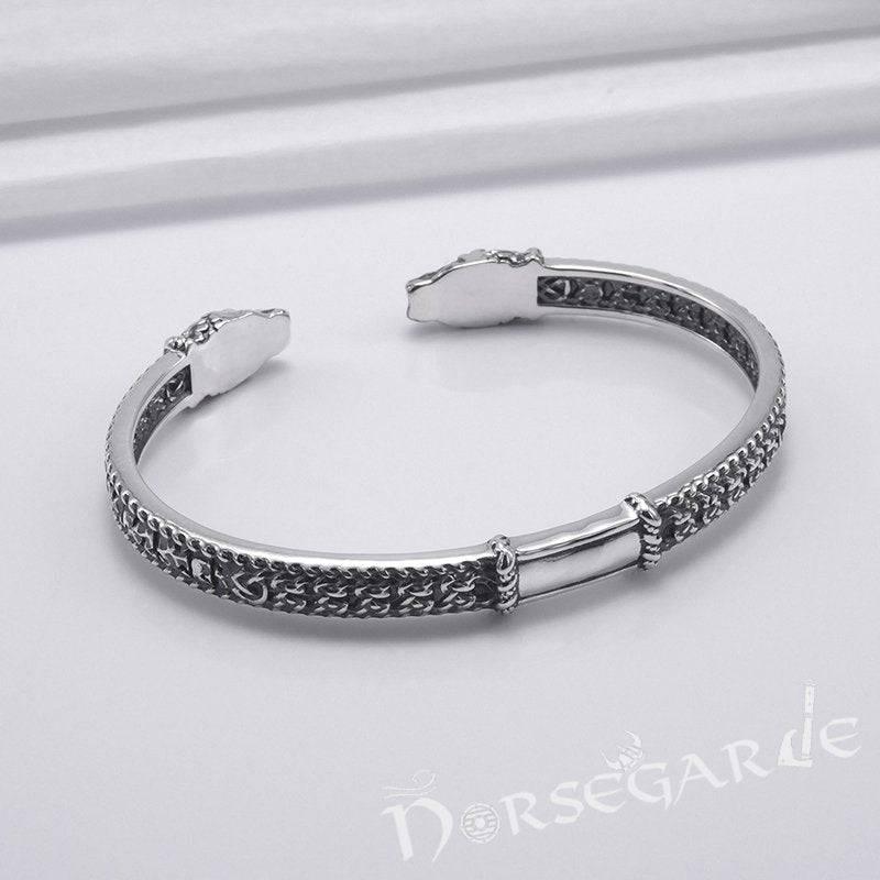 Handcrafted Runic Jormungandr Torc Bracelet - Sterling Silver