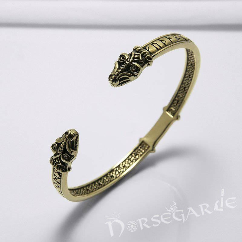 Handcrafted Runic Serpent Torc Bracelet - Bronze