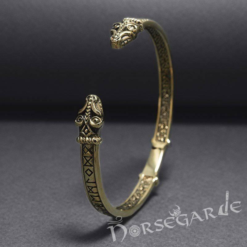 Handcrafted Runic Serpent Torc Bracelet - Bronze