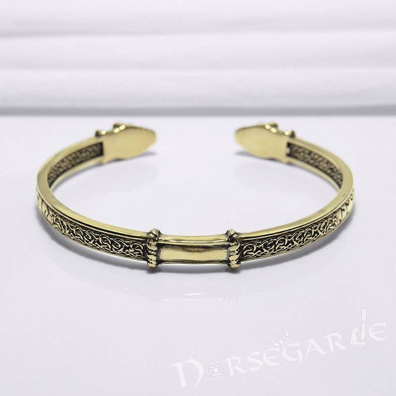 Handcrafted Runic Serpent Torc Bracelet - Bronze