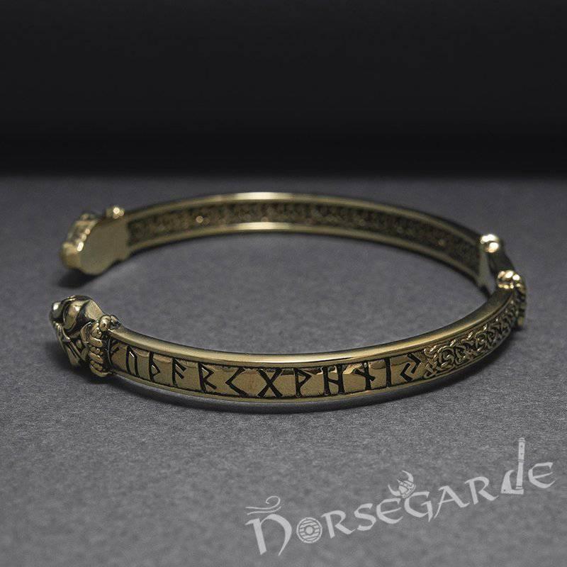 Handcrafted Runic Serpent Torc Bracelet - Bronze