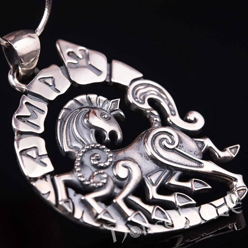 Handcrafted Runic Sleipnir Pendant - Sterling Silver