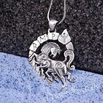 Handcrafted Runic Sleipnir Pendant - Sterling Silver