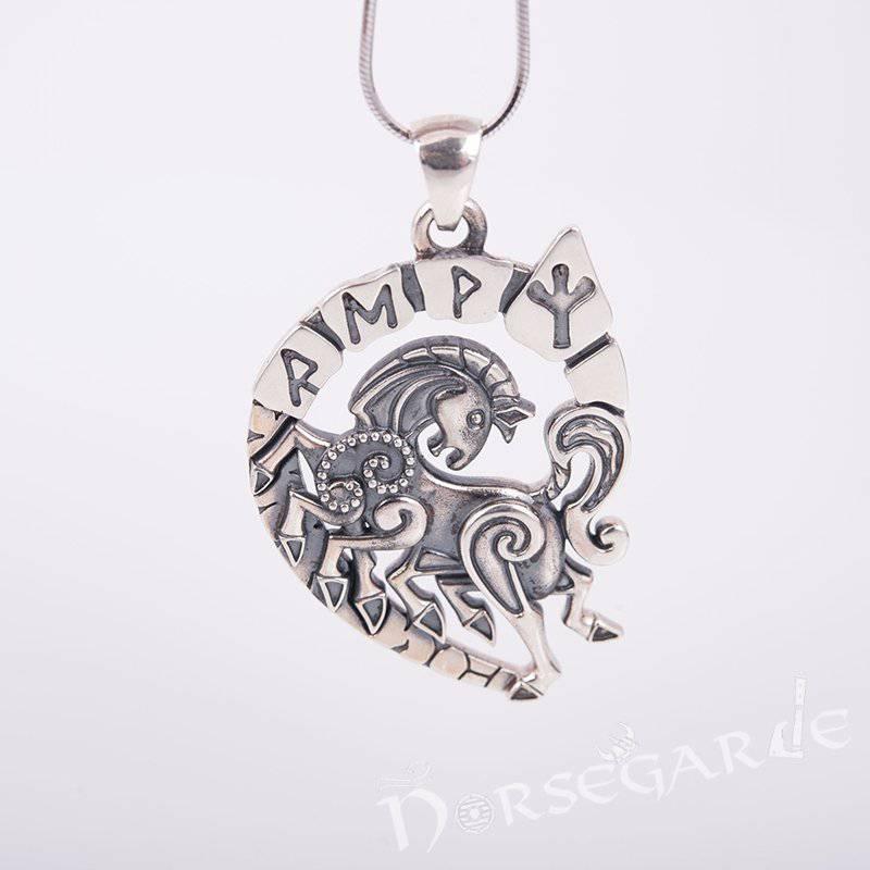 Handcrafted Runic Sleipnir Pendant - Sterling Silver