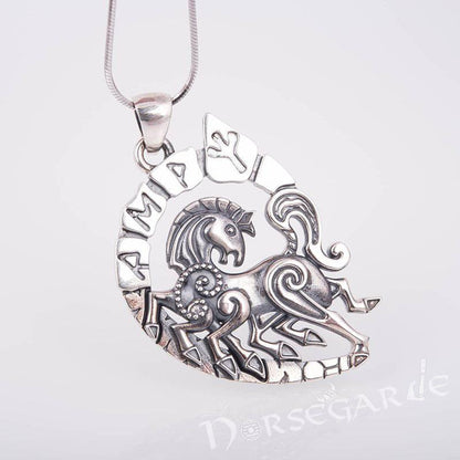 Handcrafted Runic Sleipnir Pendant - Sterling Silver