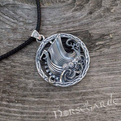 Handcrafted Sailing Drakkar Pendant - Sterling Silver