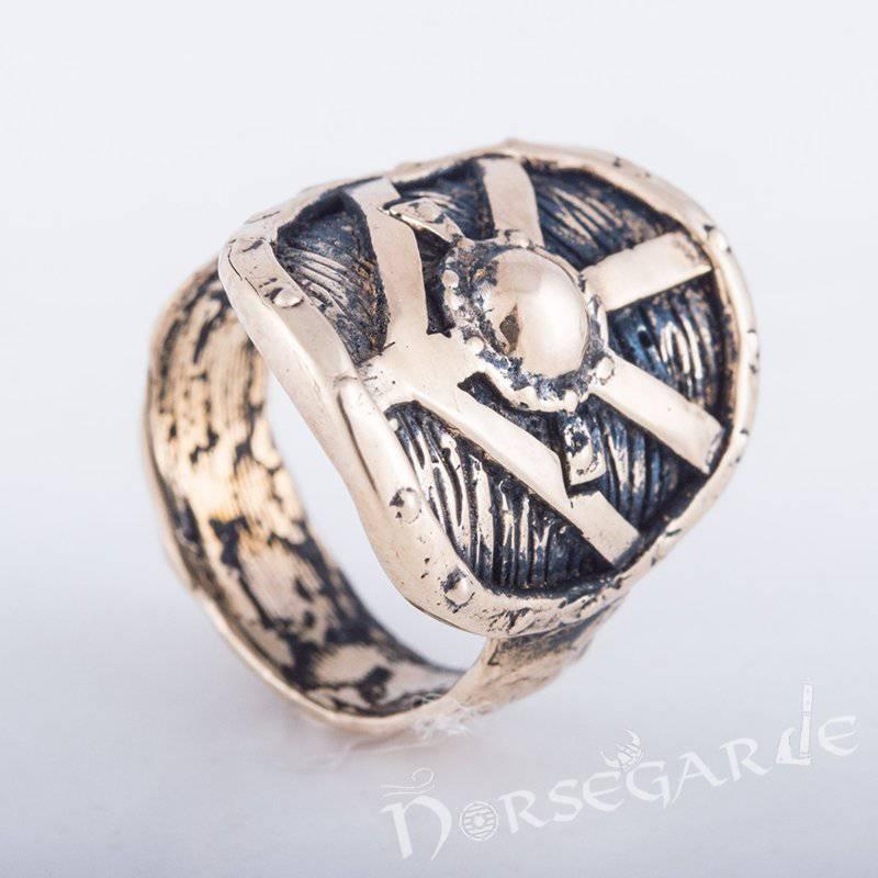 Handcrafted Shield Signet Ring - Bronze