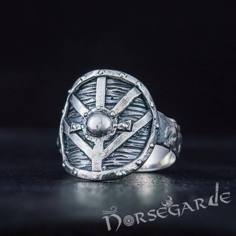 Handcrafted Shield Signet Ring - Sterling Silver