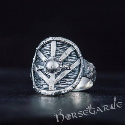Handcrafted Shield Signet Ring - Sterling Silver