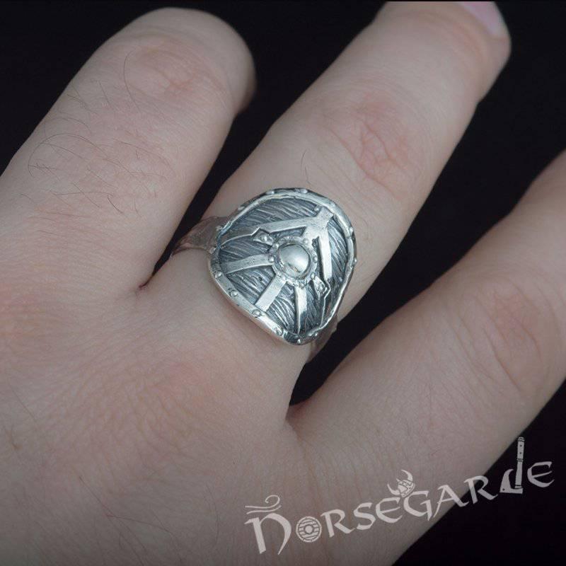 Handcrafted Shield Signet Ring - Sterling Silver