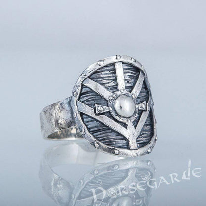 Handcrafted Shield Signet Ring - Sterling Silver