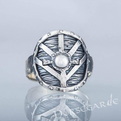 Handcrafted Shield Signet Ring - Sterling Silver