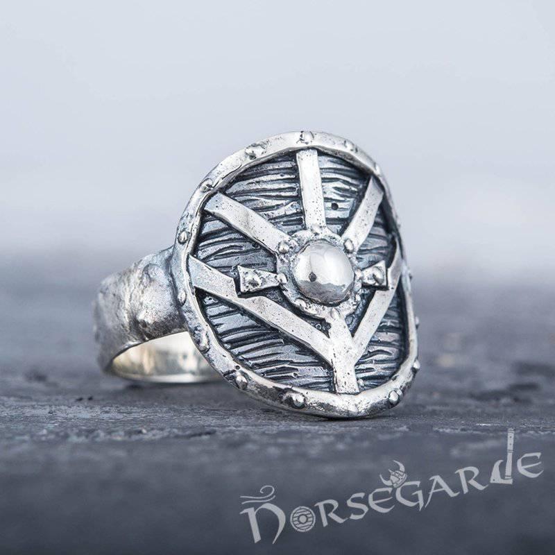 Handcrafted Shield Signet Ring - Sterling Silver