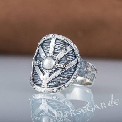 Handcrafted Shield Signet Ring - Sterling Silver