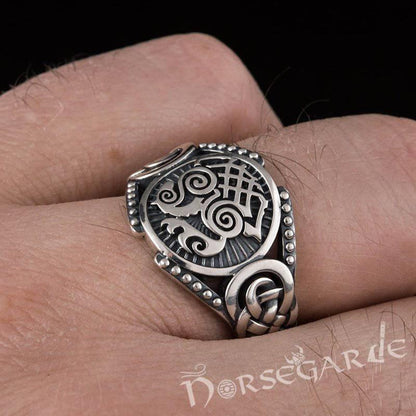 Handcrafted Sleipnir Braid Ornament Ring - Sterling Silver