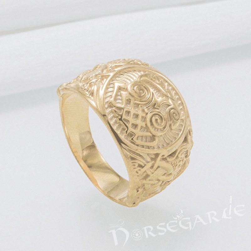 Handcrafted Sleipnir Mammen Style Ring - Gold