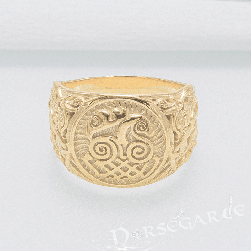 Handcrafted Sleipnir Mammen Style Ring - Gold