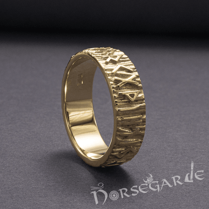 Handcrafted Slim Elder Futhark Runic Band - Gold Custom