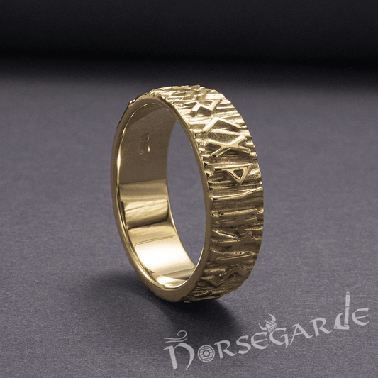 Handcrafted Slim Elder Futhark Runic Band - Gold Custom