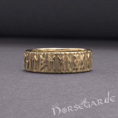Handcrafted Slim Elder Futhark Runic Band - Gold Custom