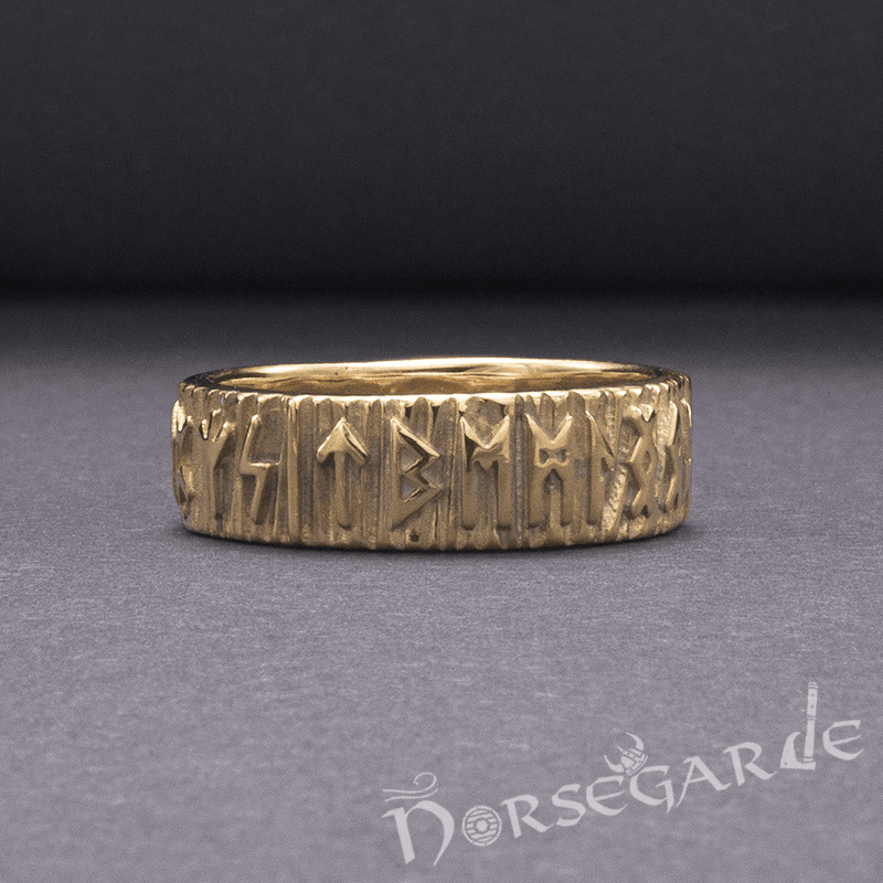 Handcrafted Slim Elder Futhark Runic Band - Gold Custom