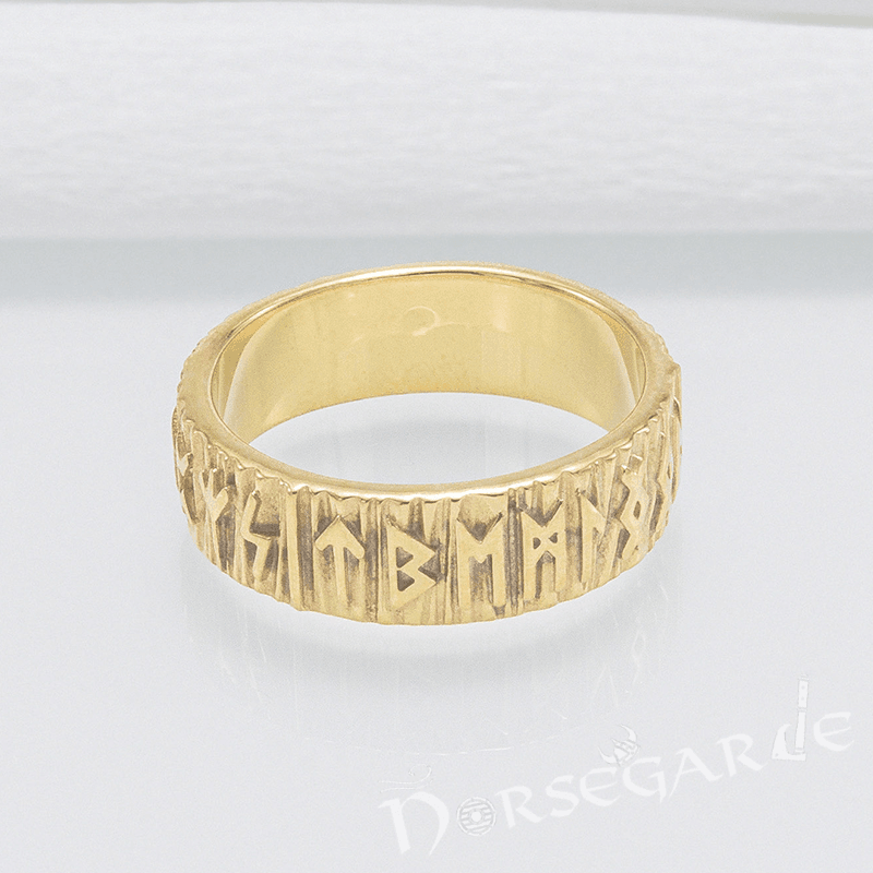 Handcrafted Slim Elder Futhark Runic Band - Gold Custom