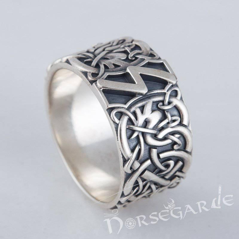 Handcrafted Sowilo Rune Urnes Ornament Band - Sterling Silver