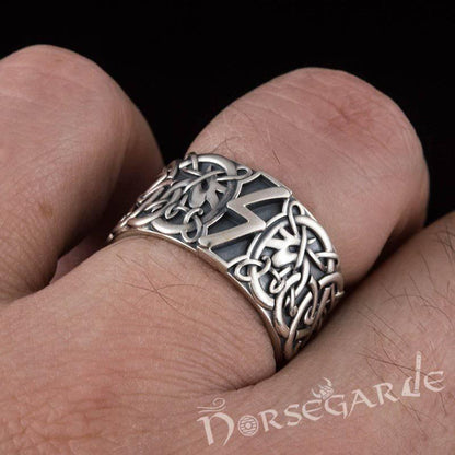 Handcrafted Sowilo Rune Urnes Ornament Band - Sterling Silver