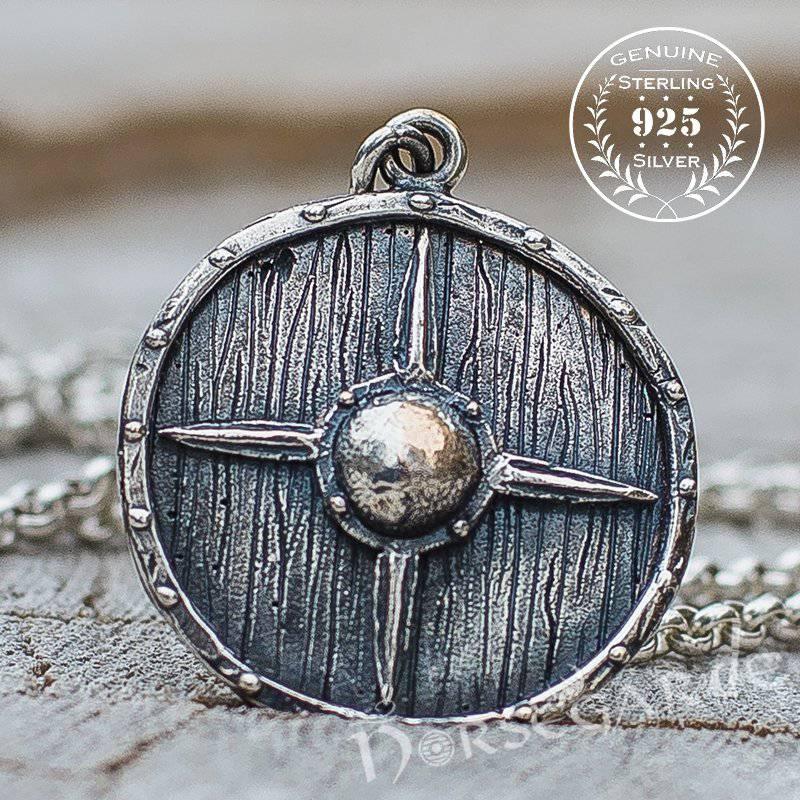 Handcrafted Star Reinforced Shield Pendant - Sterling Silver