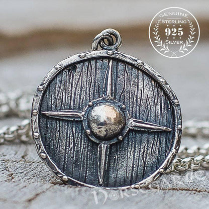 Handcrafted Star Reinforced Shield Pendant - Sterling Silver