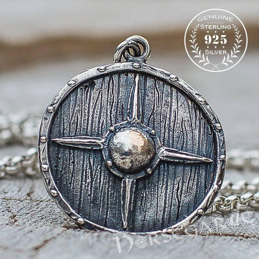 Handcrafted Star Reinforced Shield Pendant - Sterling Silver