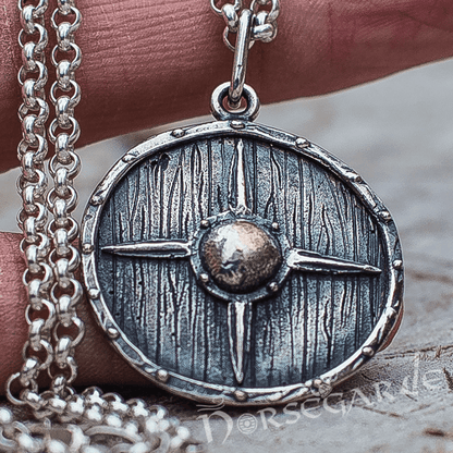 Handcrafted Star Reinforced Shield Pendant - Sterling Silver