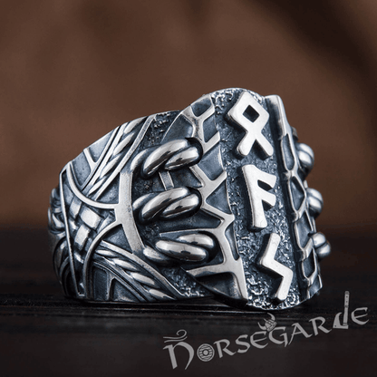 Handcrafted Stoic Runes Ring - Sterling Silver