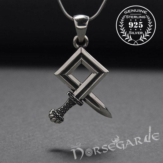 Handcrafted Sword Othala Pendant - Sterling Silver