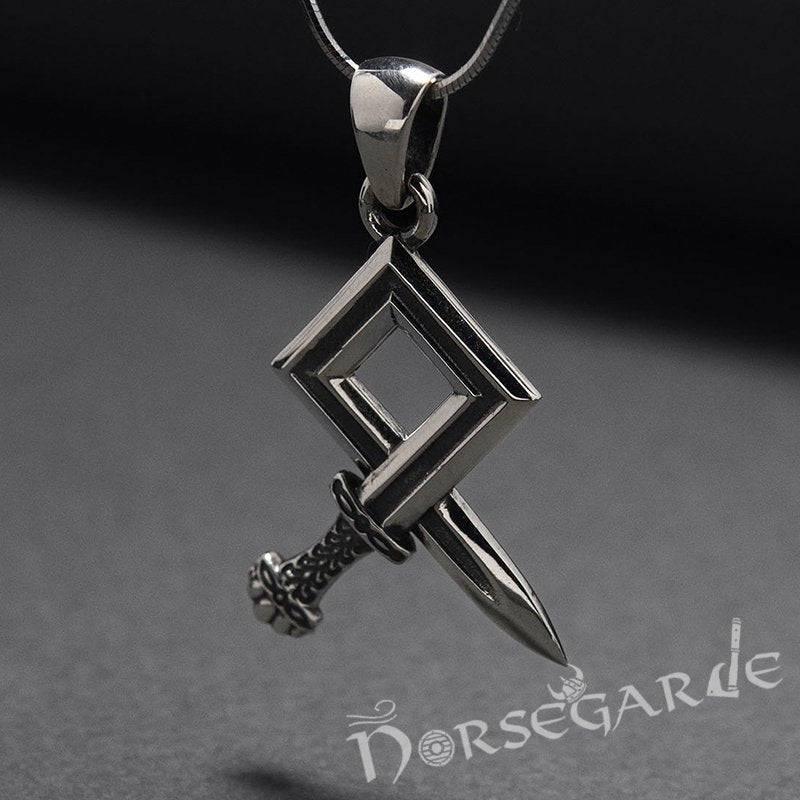 Handcrafted Sword Othala Pendant - Sterling Silver