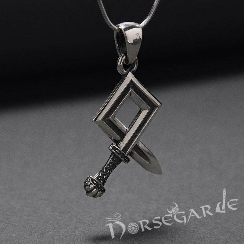 Handcrafted Sword Othala Pendant - Sterling Silver