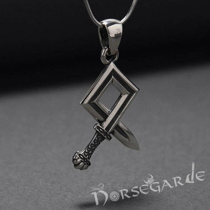 Handcrafted Sword Othala Pendant - Sterling Silver
