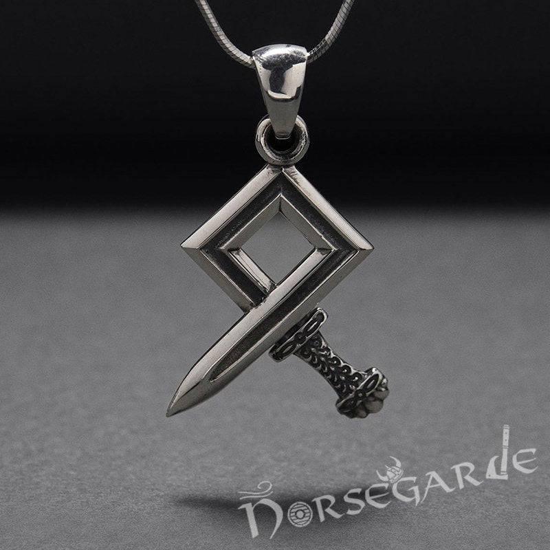 Handcrafted Sword Othala Pendant - Sterling Silver