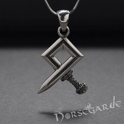Handcrafted Sword Othala Pendant - Sterling Silver