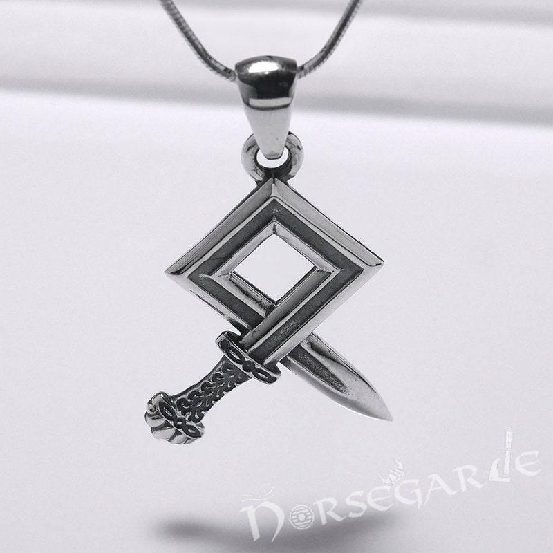 Handcrafted Sword Othala Pendant - Sterling Silver