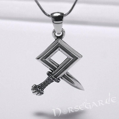 Handcrafted Sword Othala Pendant - Sterling Silver