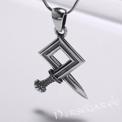 Handcrafted Sword Othala Pendant - Sterling Silver
