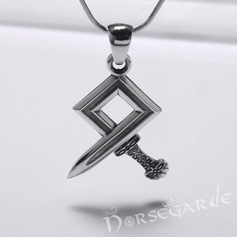 Handcrafted Sword Othala Pendant - Sterling Silver