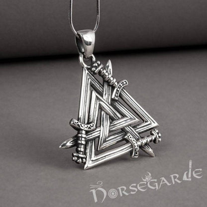 Handcrafted Sword Valknut Pendant - Sterling Silver