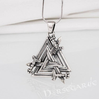 Handcrafted Sword Valknut Pendant - Sterling Silver