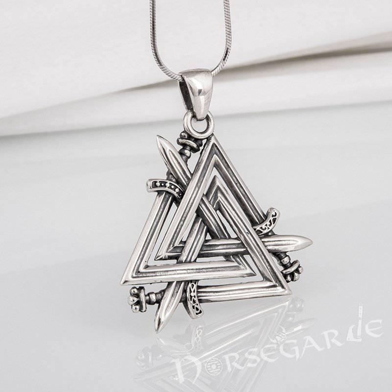 Handcrafted Sword Valknut Pendant - Sterling Silver
