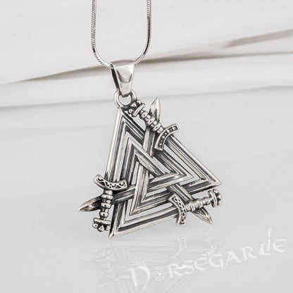 Handcrafted Sword Valknut Pendant - Sterling Silver